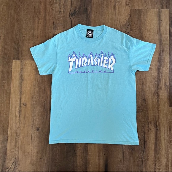 Thrasher Magazine Logo Baby Blue T Shirt - Picture 1 of 9